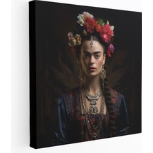 Popcas Frida Kahlo Kanvas Tablo Duvar Dekorasyonu - Fotogerçekçi Portre Ile Frida Kahlo Kanvas Tablo Duvar Dekorasyonu