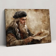 Popcas Unutulmaz Dahi Leonardo Da Vinci Kanvas Tablo - Leonardo Da Vinci Kanvas Tablo Duvar Sanatı
