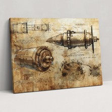 Popcas Leonardo Da Vinci Kanvas Tablo - Mühendislik Çizimleri Duvar Sanatı - Leonardo Da Vinci Duvar Sanatı Kanvas Duvar Sanatı Kanvas