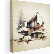 Popcas Hermes Kanvas Tablo - Mimarlık Duvar Sanatı - Hermes Geometrik Modern Mimarlık