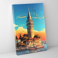 Popcas Galata Kulesi Duvar Sanatı - Pop Art Illüstrasyonu Ev Dekorasyonu