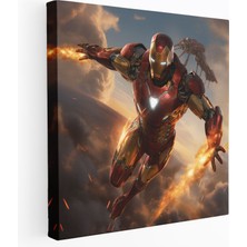 Popcas Marvel Kanvas Tablo - Hareket Halindeki Demir Adam Duvar Sanatı