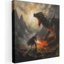 Popcas Şövalye ve Ejderha Kanvas Tablosu