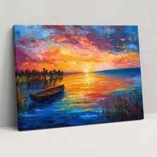 Popcas Göl Kenarı Günbatımı Leonid Afremov Kanvas Tablo - Leonid Afremov Kanvas Tablo Duvar Sanatı Duvar Dekorasyonu