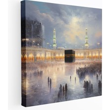 Popcas Kaaba Izlenimci Kanvas Tablo - Duvar Sanatı Fırça Darbeleri Duvar Dekorasyonu