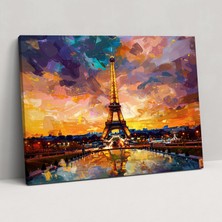 Popcas Eiffel Kulesi Akşamüstü Kanvas Tablo - Leonid Afremov Duvar Sanatı Ev Dekorasyonu Kanvas Duvar Sanatı