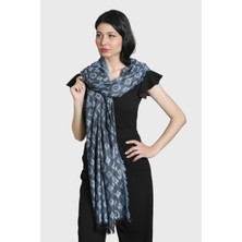 Mystic Mavi Siyah %100 Pamuk Şal