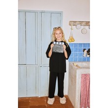 Siyah Nakış Detaylı Rahat Paça Pantolon