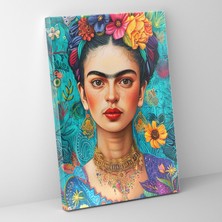 Popcas Frida Kahlo Stili Kanvas Tablo - Frida Kahlo Duvar Sanatı