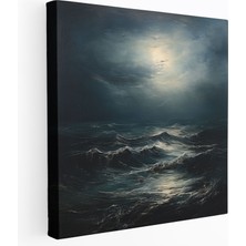 Popcas Gri Duvar Sanatı - Kasvetli Fırtınalı Deniz Manzarası Kanvas Tablo - Gri Kasvetli Deniz Manzarası Kanvas Tablo Akşamüstü