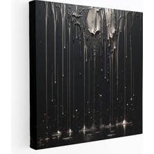 Popcas Parıltılı Duvar Sanatı - Gümüş Damlama Kanvas Tablo Baskı - Parıltı Zarif Görsel Etki Şık