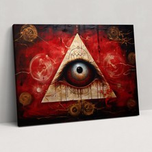 Popcas Illuminati Duvar Sanatı - Tüm Görünen Göz Yasak Bilgi Antik Bilgelik - Kanvas Tablo
