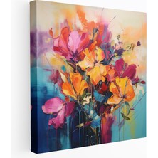 Popcas Abstract Kuru Çiçek Kanvas Tablo - Duvar Dekorasyonu Canlı Kompozisyon