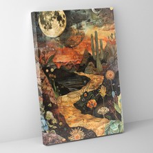 Popcas Toprak Tonlarındaki Frida Kahlo Tarzı Kanvas Tablo - Frida Kahlo Ev Dekorasyonu Duvar Sanatı