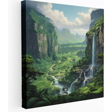 Popcas Motivasyon Veren Kanvas Tablo - Şelale Manzaralı Duvar Sanatı - Ev Dekorasyonunda Güçlendirici Kanvas Duvar Sanatı
