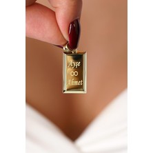 Fiyonk Kuyumculuk 14 Ayar Altın Büyük Külçe Kolye Ucu - İsim ve Tarih Yazılabilir