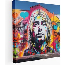 Popcas Kurt Cobain Graffiti Duvar Sanatı Kanvas Tablo