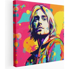 Popcas Kurt Cobain Duvar Dekorasyonu - Pop Sanat Kanvas Tablo - Canlı Renkler Ev Dekorasyonu Dinamik Dokunuş