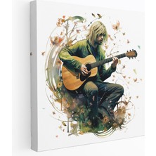 Popcas Kurt Cobain Duvar Sanatı - Müzikal Notalar Kanvas Tablo