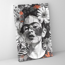Popcas Frida Kahlo Tarzında Detaylı Duvar Sanatı - Intricate Frida Kahlo Tarzı Kanvas Tablo - Duvar Dekorasyonu