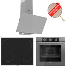 Ferre Fryart & Flowart  Vitroseramik Elektrikli Gri Ankastre Set ( QXE62CPR + MS261 + D088  )