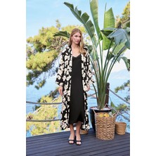 Monamise Kadın Desenli Dantelli ve Dekolteli Sabahlık Takımı 25062