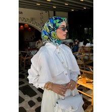 Saks Petunya Desen Twill Ipek Eşarp