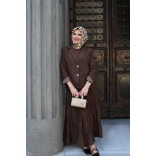 Kahve Leopar Desen Twill İpek Eşarp