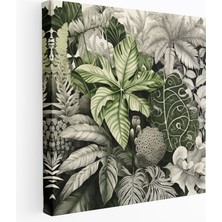 Popcas Botanik Yapraklar Duvar Dekorasyonu - Yapraklar Detaylı Betimleme Desenler Kanvas Duvar Sanatı