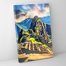 Popcas Inka Medeniyeti Duvar Sanatı - Machu Picchu Kanvas Tablo - Mayalı Inka Medeniyeti Manzarası Machu Picchu Kanvas Tablo