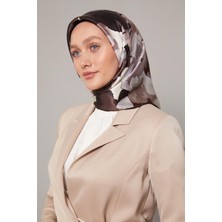 Vizon Soyut Çiçek Desen Sura Ipek Eşarp