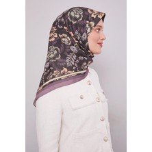 Lila Gül Desen Aura Eşarp