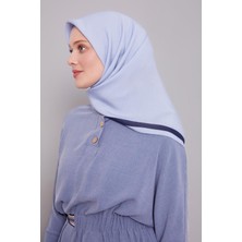 Bebe Mavisi Kenar Şerit Aura Eşarp