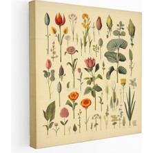 Popcas Yapraklar Kanvas Tablo - Yapraklar Vintage Duvar Sanatı Duvar Dekorasyonu