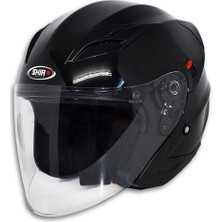Shiro SH-450 Çenesiz Motosiklet Kaskı Parlak Siyah Termoplastik Dış Kabuk ile Dayanıklı