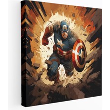 Popcas Marvel Duvar Sanatı - Çizgi Roman Kaptan Amerika Kanvas Tablo - Heyecan Duvar Sanatı