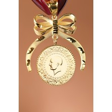 Fiyonk Kuyumculuk 14 Ayar Altın Kalem Işlemeli Fiyonklu Çeyrek Altın Kolye Ucu