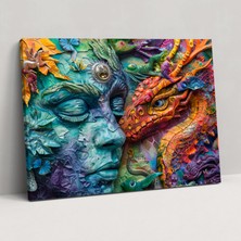 Popcas Michelangelo Duvar Sanatı – Efsanevi Yaratıklar Kanvas Tablo - Duvar Dekorasyonu Kanvas Duvar Sanatı