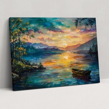 Popcas Leonid Afremov Günbatımı Gölü Kanvas Tablo - Duvar Dekorasyon Tuval Sanatı