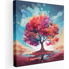 Popcas Renkli Yapraklar Duvar Sanatı - Yapraklar Duvar Dekorasyonu Kanvas Tablo