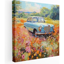 Popcas Mercedes Manzaralı Kanvas Tablo - Empresyonist Tarzda Tablo Sanatı - Canlı Çiçek Tarlası Detayı