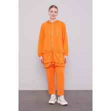 Oranj Zincir Detay Fermuarlı Ikili Takım