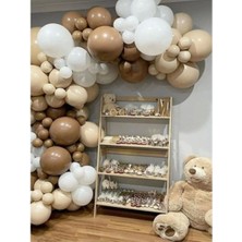 70 Adet Zincir Balon Seti--Kum-Sütlü Kahve--Beyaz 12INÇ Balon Bandı - Balon Zinciri 5 Metre