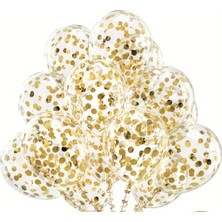 Altın Konfeti Lateks Parti Balonları -Doğum Günü Parti Süslemeleri