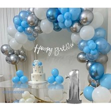 1 Yaş Doğum Günü Seti Mavi Gümüş Konsept 1*2*3*4*5*6*7*8*9 Yaş Seçebilirsiniz