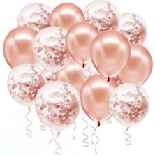 Rose Gold Konfetili Balon Seti 20 Adet