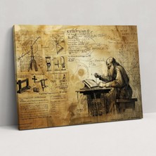 Popcas Leonardo Da Vinci Bilimsel Çalışmalar Kanvas Tablo - Duvar Dekorasyonu Için Leonardo Da Vinci Kanvas Duvar Sanatı