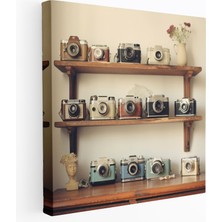 Popcas Nostaljik Kanvas Tablo - Vintage Kameralar - Analog Fotoğrafçılık
