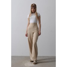 Hynova Beli Yarım Lastikli Palazzo Pantolon - Camel