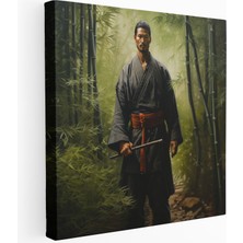 Popcas Bambu Ormanında Samurai Savaşçısı Kanvas Tablo
